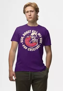 Футболка с принтом POP CREATURE DONUT KILL MY VIBE Henry Tiger, темно-фиолетовый