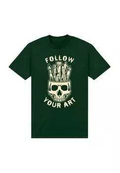 Футболка с принтом POP CREATURE FOLLOW YOUR ART Henry Tiger, темно-зеленый
