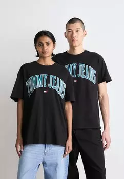 Футболка с принтом POPCOLOR VARSITY TEE UNISEX Tommy Jeans, цвет black