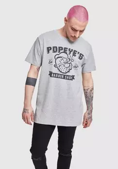 Футболка с принтом POPEYE BARBER SHOP Mister Tee, серый вереск