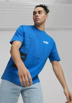 Футболка с принтом POWER COLORBLOCK TEE Puma, гоночный синий