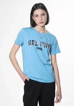 Футболка с принтом POWER INFLUENCER, синий