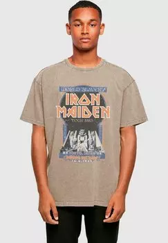 Футболка с принтом POWERSLAVE - JAPANESE FLYER ACID WASHED Merchcode, коричневый