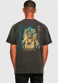 Футболка с принтом POWERSLAVE - VINTAGE LIGHTNING ACID WASHED Merchcode, черный