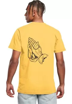 Футболка с принтом PRAY HANDS Mister Tee, желтый