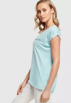 Футболка с принтом PRETTY FLOWERS EXTENDED SHOULDER Merchcode, синий