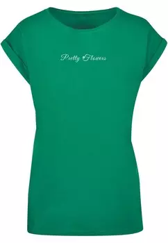 Футболка с принтом PRETTY FLOWERS EXTENDED SHOULDER Merchcode, зеленый