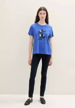 Футболка с принтом PRINT T-SHIRT MIT BIO-BAUMWOLLE TOM TAILOR, светло-голубой