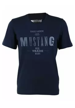 Футболка с принтом PRINT TEE MUSTANG, цвет mood indigo