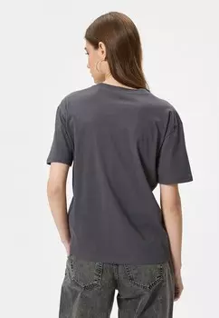 Футболка с принтом PRINTED RELAX CUT SHORT SLEEVE CREW NECK Koton, антрацит