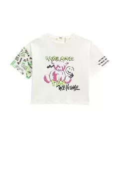 Футболка с принтом PRINTED SHORT SLEEVE CREW NECK Koton, цвет ecru