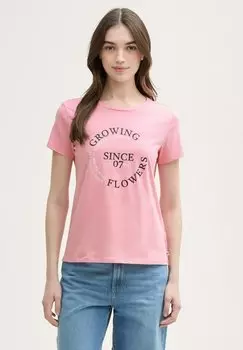 Футболка с принтом PRINTED TOM TAILOR DENIM, светло-розовый