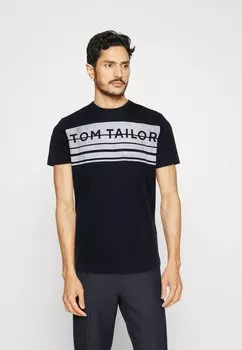 Футболка с принтом PRINTED TOM TAILOR, небесный капитан синий