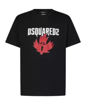 Футболка с принтом призрачного кленового листа Dsquared2, черный