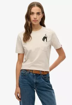 Футболка с принтом PSYCHIC READINGS Superdry, бежевый