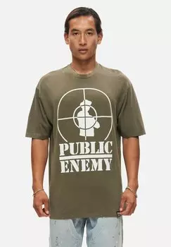 Футболка с принтом Public Enemy Tonal Target Re:Covered, цвет washed khaki