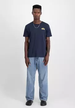 Футболка с принтом PUFF LOGO Alpha Industries, темно-синий