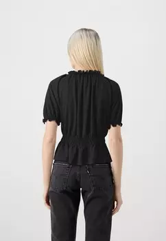 Футболка с принтом PUFF SLEEVE Gina Tricot, черный