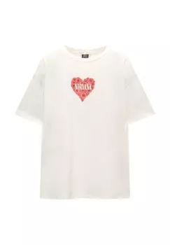 Футболка с принтом PULL&BEAR, белая