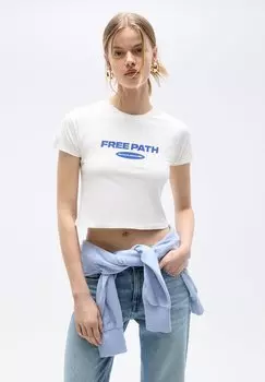 Футболка с принтом PULL&BEAR, белый