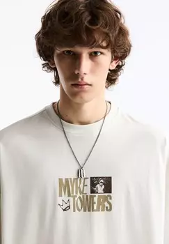 Футболка с принтом PULL&BEAR, белый