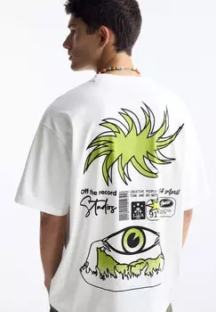 Футболка с принтом PULL&BEAR, белый