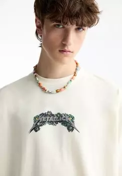 Футболка с принтом PULL&BEAR, белый