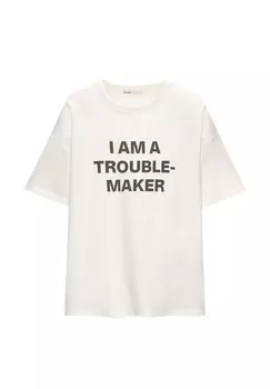 Футболка с принтом PULL&BEAR, белый