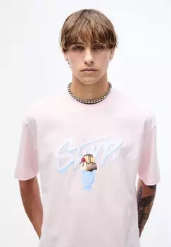 Футболка с принтом PULL&BEAR, розовый