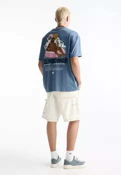 Футболка с принтом PULL&BEAR, синий