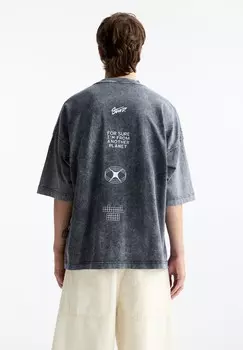 Футболка с принтом PULL&BEAR, темно-серый