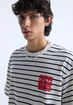 Футболка с принтом PULL&BEAR, темно-синий