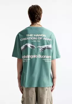 Футболка с принтом PULL&BEAR, зеленый