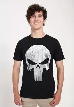 Футболка с принтом PUNISHER DISTRESSED SKULL Marvel, черный