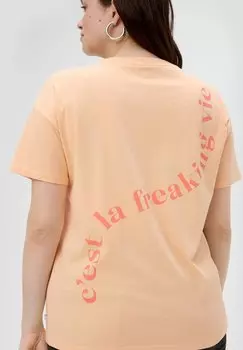 Футболка с принтом QS, абрикос