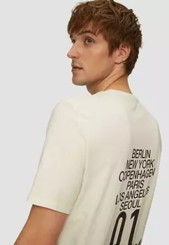 Футболка с принтом QS, бежевый