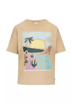 Футболка с принтом QS, бежевый
