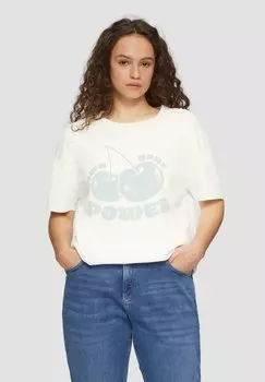 Футболка с принтом QS, бежевый