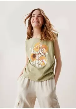 Футболка с принтом QS by s.Oliver, зеленый