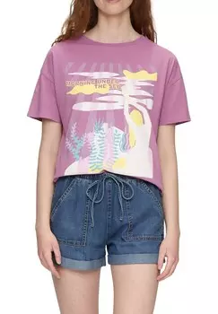 Футболка с принтом QS, фиолетовый