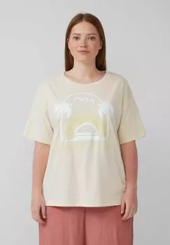 Футболка с принтом QS, кремовый