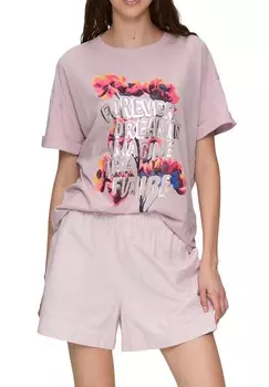 Футболка с принтом QS, светло-розовый