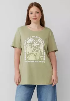Футболка с принтом QS, зеленый