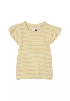 Футболка с принтом Rae Ruffle Short Sleeve Cotton On, цвет rainbow stripe