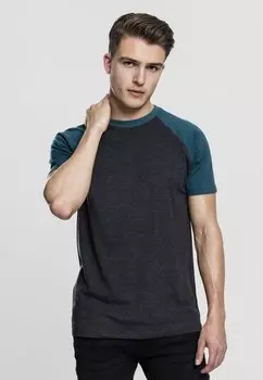 Футболка с принтом Raglan Contrast Urban Classics, цвет dark gray mottled/blue gray