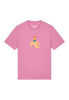 Футболка с принтом RAINBOW BANANA watapparel, светло-розовый