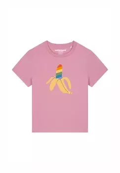 Футболка с принтом RAINBOW BANANA watapparel, светло-розовый