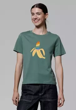 Футболка с принтом RAINBOW BANANA watapparel, темно-зеленый