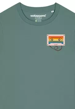 Футболка с принтом RAINBOW CASSETTE watapparel, зеленый