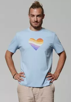 Футболка с принтом RAINBOW HEART watapparel, светло-голубой